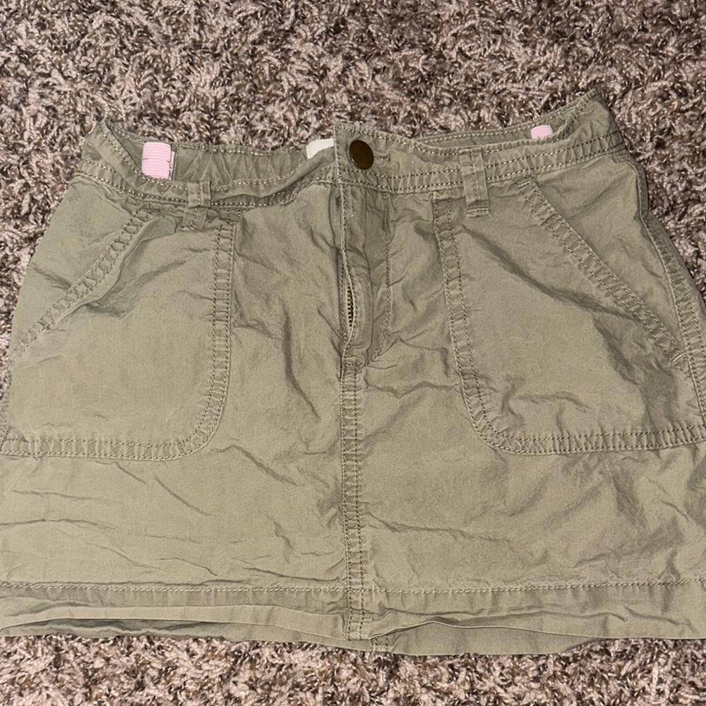 Old Navy Khaki Mini Skirt with Pink Accents